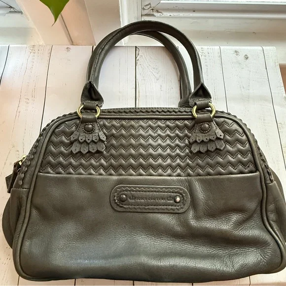 Juicy Couture | Modern Queen Baroque Leather Satchel, Dark Gray - Picture 10 of 17